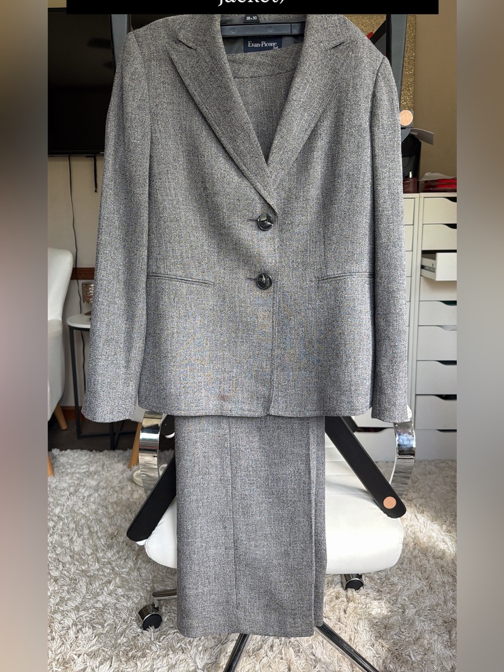 Evan Pincone grey pant suit set